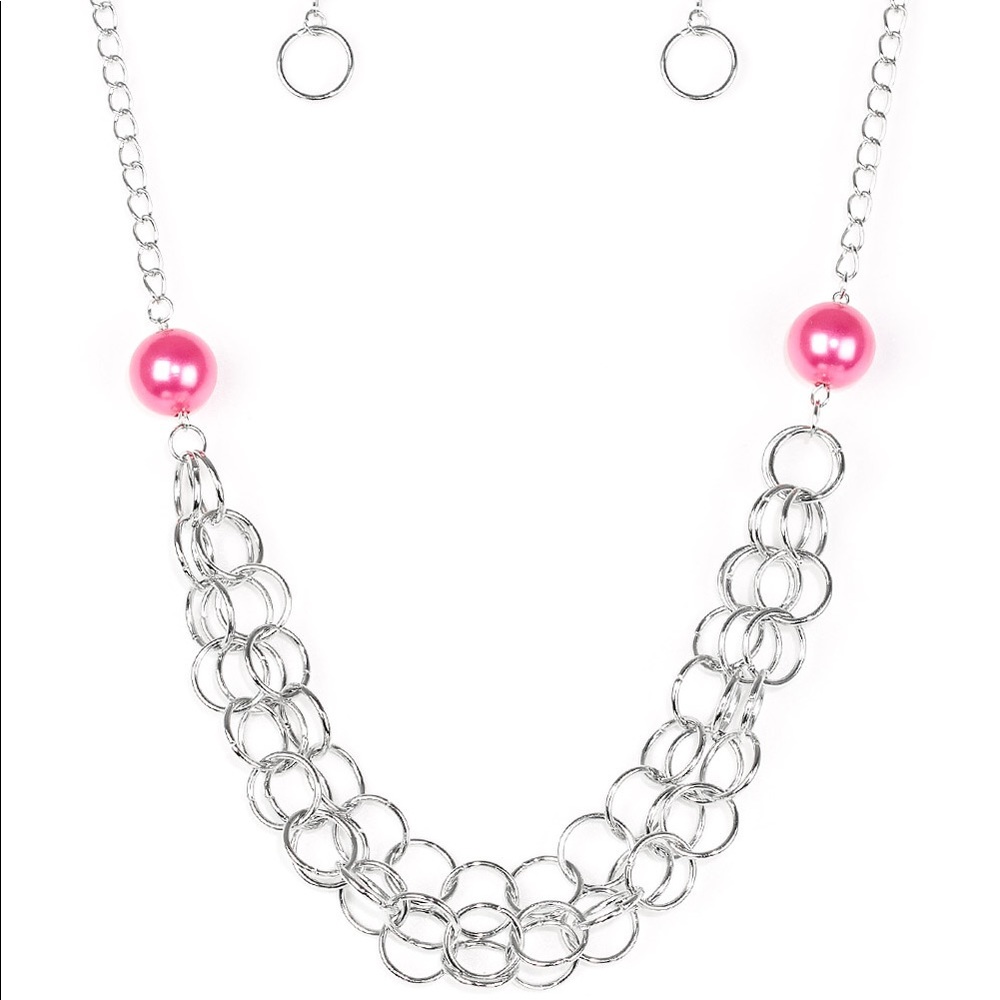 Silver & pink necklace